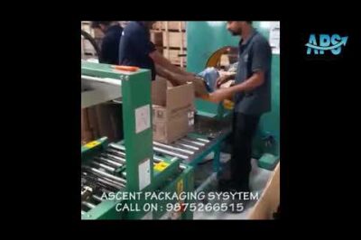 Stretch wrap machine for horizontal wrapping.