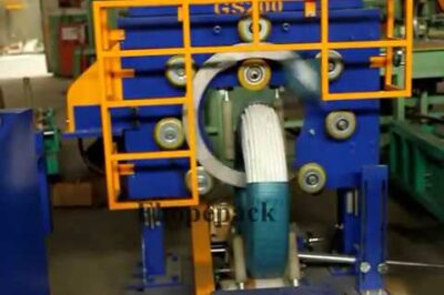 Stretch wrapping and coil packing machines for hoses and pipes.