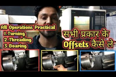Turning machine operations with multiple tool offsets for threading and boring.
