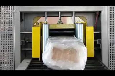 Wooden and aluminum stretch wrapping machine for horizontal orbital packaging.